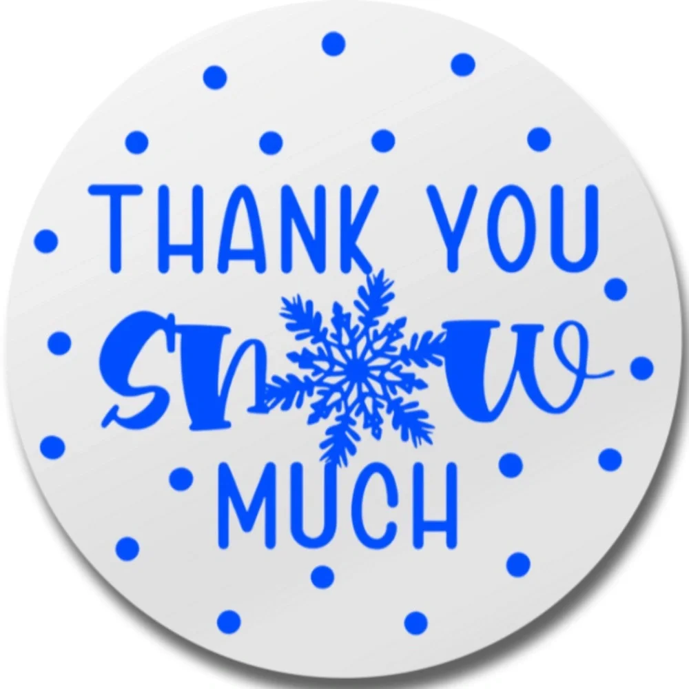 Thank You Snow Much Stickers Holographic Round 2 Inch | THANK YOU STICKER LABEL